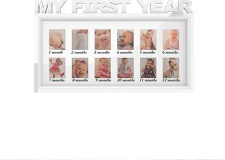 My First Year Collage Baby Picture Frame with 8 Openings by Lavish Home, White, 11 x 18.6 x 0.75