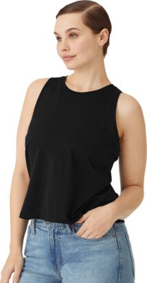 Women's Pima Cotton Crew Neck Tank - Black - 1X