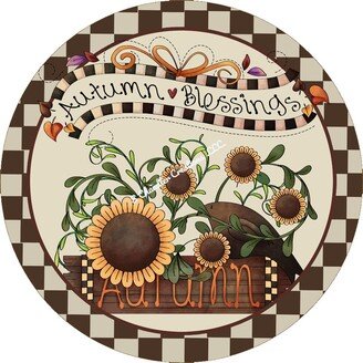 Autumn Blessings Wreath Sign, Fall Sign, Autumn Sign, Sunflower Sign, Signs For Wreaths