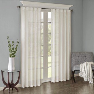 Gracie Mills Harper Solid Crushed Window Curtain Panel Pair, White - 42x84