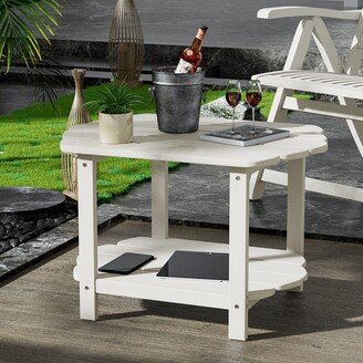 Hausfame White Poly Lumber End Table - 2-Tier Tables for Patio Backyard Low Easy Maintenance