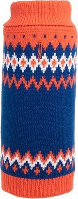 The Worthy Dog Fairisle Turtleneck Pullover Sweater - Orange - L