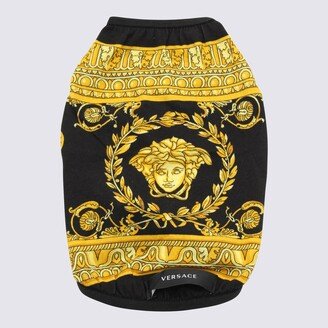 Black And Gold Cotton Baroque Stretch Dog T-Shirt