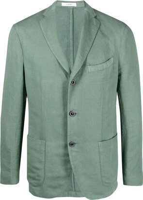 Single-Breasted Cotton-Linen Blazer