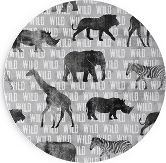 Salad Plates: Wild Safari Animals - Grey Salad Plate, Gray