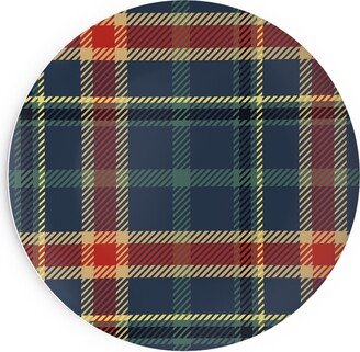 Salad Plates: Navy Blue And Pine Plaid Salad Plate, Multicolor