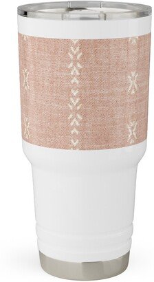 Travel Mugs: Playa Tribal Stripe - Pink Travel Tumbler, 30Oz, Pink