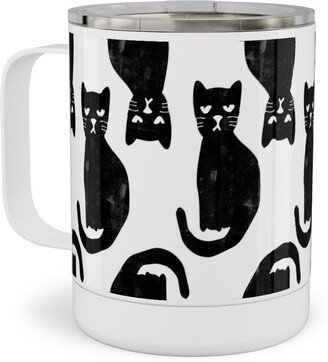 Travel Mugs: Black Cat Stainless Steel Mug, 10Oz, Black