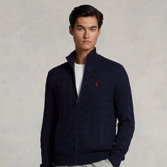 Cable-Knit Cotton Full-Zip Sweater