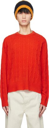 Guest in Residence Red Twin Cable Sweater