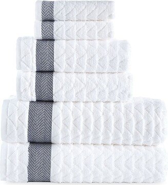 6-Piece Herringbone Turkish Cotton Towel Set