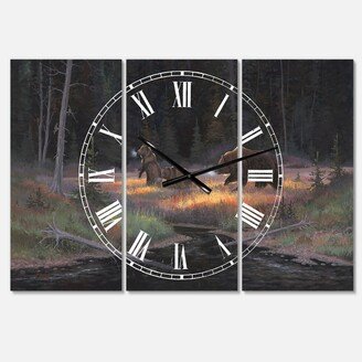 Designart Cub Scouts Oversized Traditional 3 Panels Wall Clock - 38