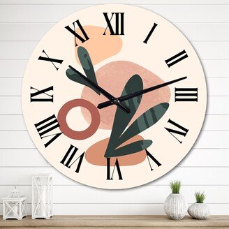 Designart 'Terra Cotta Boho Drawing I' Mid-Century Modern wall clock