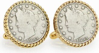 American Coin Treasures 1883 First-Year-Of-Issue Liberty Nickel Rope Bezel Coin Cuff Links