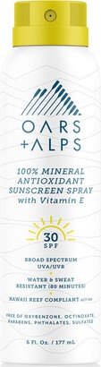 Oars + Alps 100% Mineral Antioxidant Sunscreen Spray Spf 30, 6 oz.