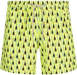 All-Over Patterned Drawstring Swim Shorts-AC