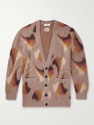 Printed Brushed Mohair-Blend Jacquard Cardigan