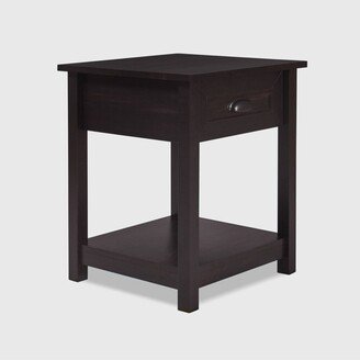 Wooden Nightstand with Drawer and Shelf Black - ClickDecor