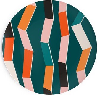 Salad Plates: Funky - Multi On Green Salad Plate, Multicolor