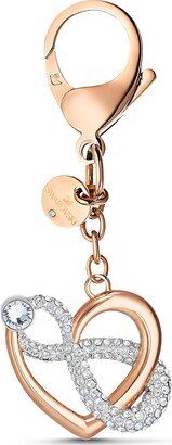 Infinite bag charm, Infinity and heart, White, Mixed metal finish