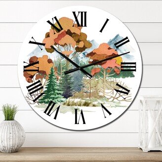 Designart 'Forest Landscape Autumn Mountain Scene' Traditional wall clock