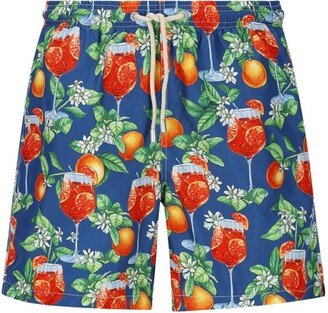 All-Over Printed Drawstring Swim Shorts-AP