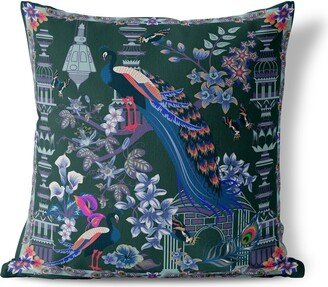 Amrita Sen Designs Amrita Sen Peacock Paradise Indoor Outdoor Pillow-AA