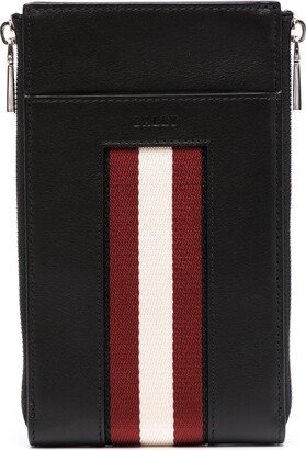 Logo-Stripe Leather Phone Case