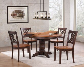 5-piece Whiskey Mocha Double X-Back Round Dining Set