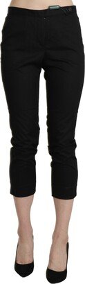 Bencivenga Black High Waist Skinny Cropped Dress Trouser Women's Pants-AA