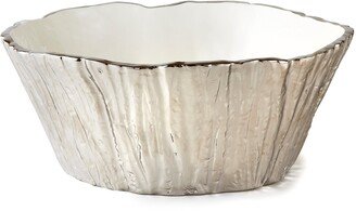 Jiallo Botanic Collection Titanium Porcelain Tree Bark Bowl 10.5 Silver