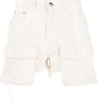 Monogram-Jacquard Distressed Shorts