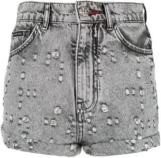 Studded Denim Shorts