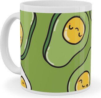 Mugs: Cute Egg And Avocado - Green Ceramic Mug, White, 11Oz, Green