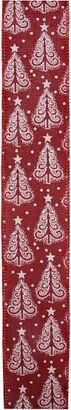 Northlight Pack of 12 Cranberry Red and White Trees Wired Christmas Craft Ribbon 2.5 x 120 Yards