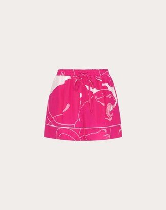 PANTHER CREPE DE CHINE SHORTS