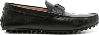 Textured-Leather Loafers