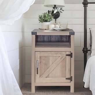 Farmhouse Side Table, Nightstand, End Table w/Door & Storage Shelf - 15.35