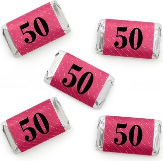 Big Dot Of Happiness Chic 50th Birthday Black Gold - Mini Candy Bar Wrapper Favors - 40 Ct