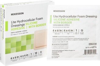 McKesson Lite Foam Dressings, with Border, 6 x 6 in, 10 Count, 1 Pack