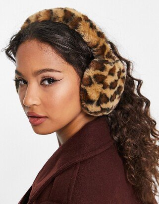 My Accessories London faux fur ear muffs in leopard print