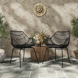 Muse & Lounge Co Alia Contemporary Natural Boho Handcrafted Rattan Outdoor Chairs by M&L Co