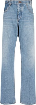 Contrasted Pocket Loose Denim Pants