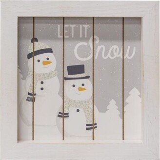 Let It Snow Framed Shiplap Snowman Sign - 1