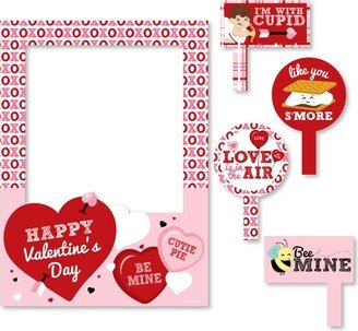 Big Dot of Happiness Conversation Hearts - Valentine's Day Selfie Photo Booth Picture Frame & Props