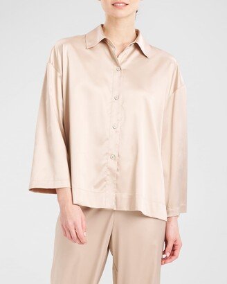 Glamour Satin Button-Down Shirt