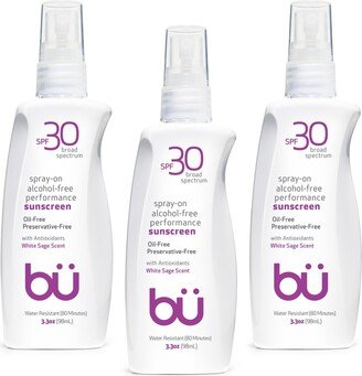 3-Pack (3.3oz) Spf 30 Alcohol-Free Sunscreen Spray- White Sage