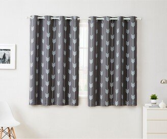 Arrow Printed Privacy Blackout Energy Efficient Room Darkening Thermal Grommet Window Curtain Drape Panels for Bedroom - Set of 2