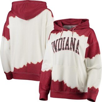 Women's Gameday Couture White, Crimson Indiana Hoosiers For the Fun Double Dip-Dyed Pullover Hoodie - White, Crimson