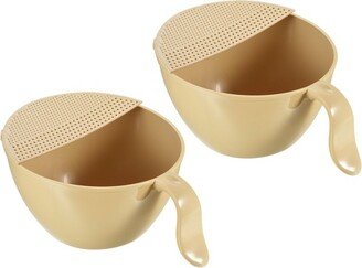 Unique Bargains Rice Washing Bowl, Kitchen Strainer Colander Bowl Drain Basket Wash Strainers Beige